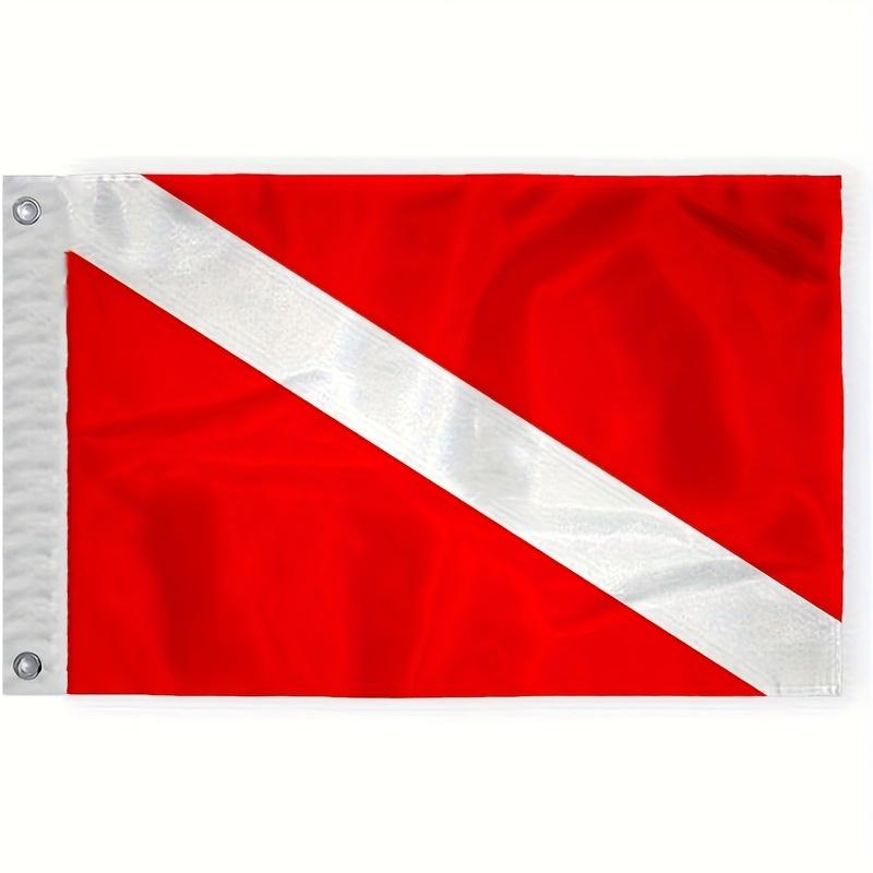 Flag 1pc Multi-Size Skin Diver Flag | Red And White Nautical Pattern, Edge-Stitched, with Eyelets for Easy Hanging, Polyester Fabric, Ideal for Ship A