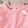 Autumn New Casual Children's Clothing Pink Bow Long Sleeve Sweatshirt Jeans Cute Fashion Girls