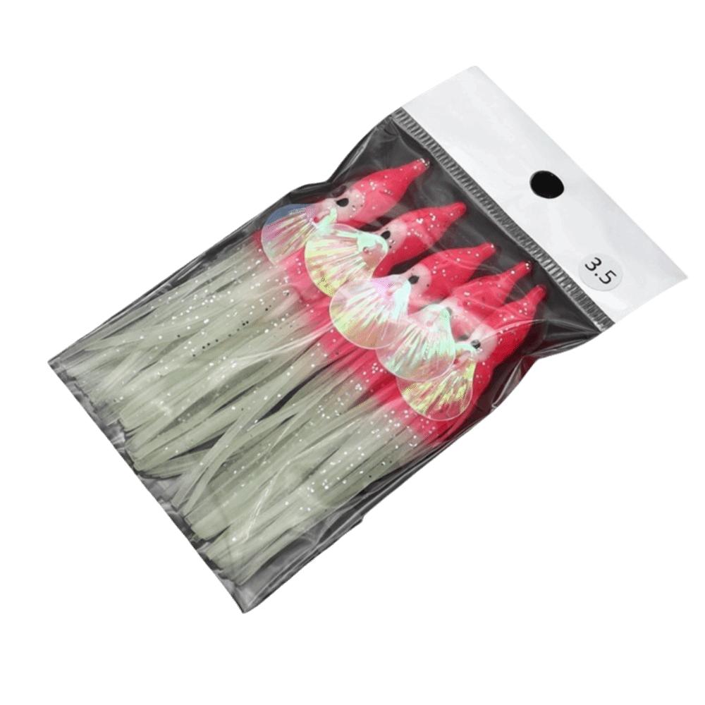 5pcs Glow-in-the-Dark Soft Rubber Octopus Skirts Soft Rubber Trolling Bait  Night Fishing