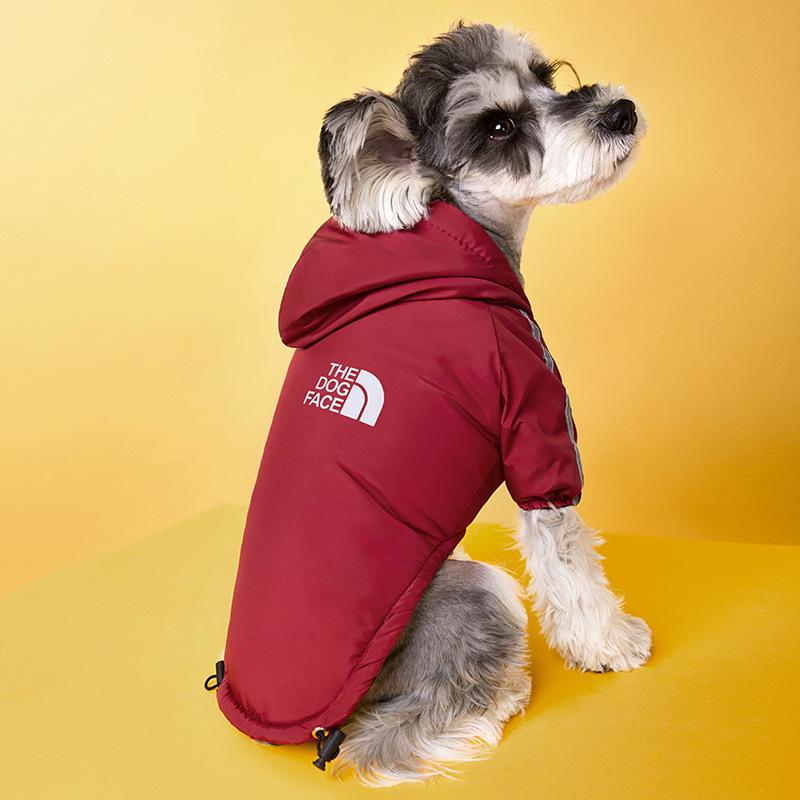 

Waterproof Thickened Velvet Dog Mountaineering Suit - Hooded, Two-Legged Winter Apparel Small красный