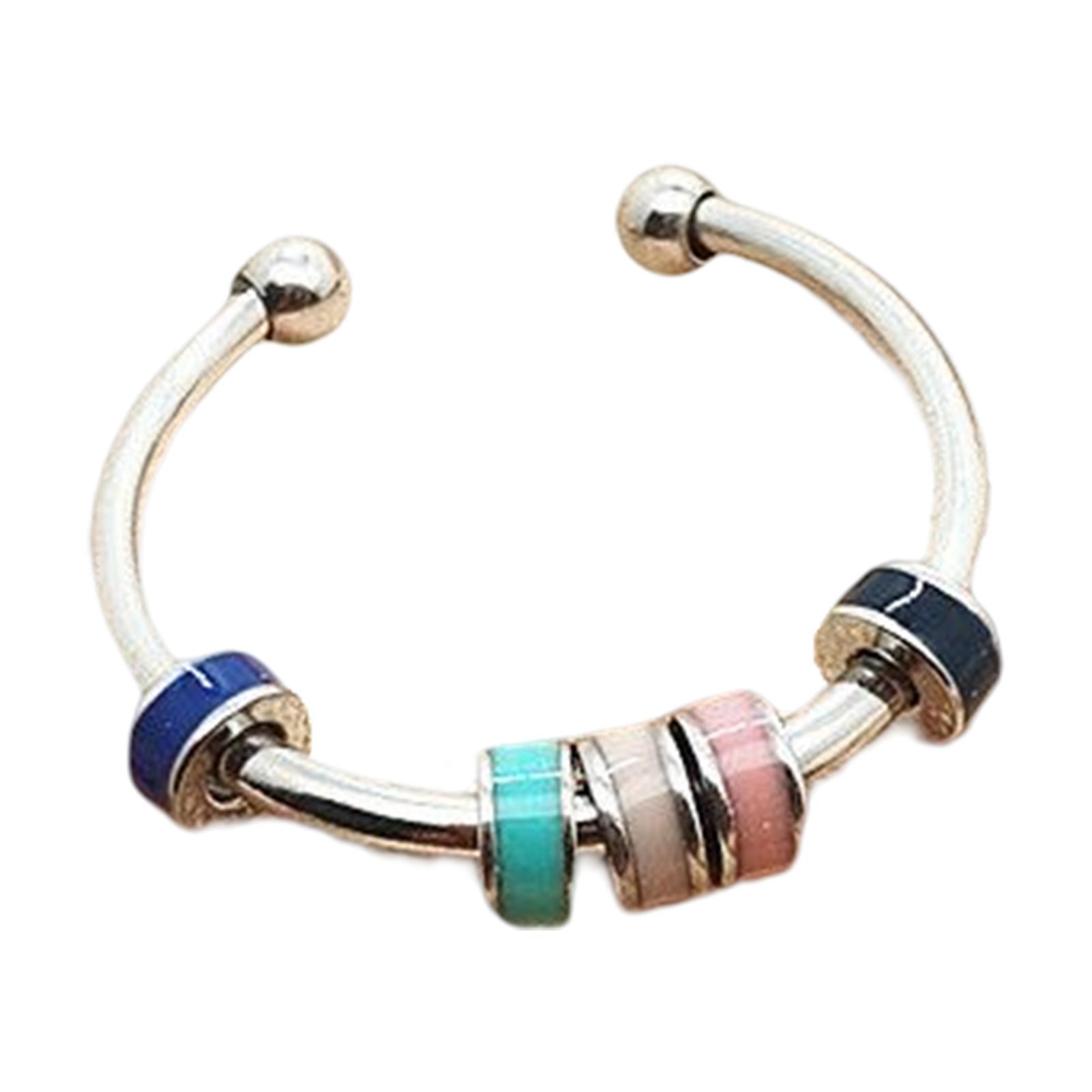 Модное кольцо с радужными бусинами, регулируемое, с вращающимися бусинами, кольцо для снятия тревоги для женщин, свадебные обещания, ежедневный подарок