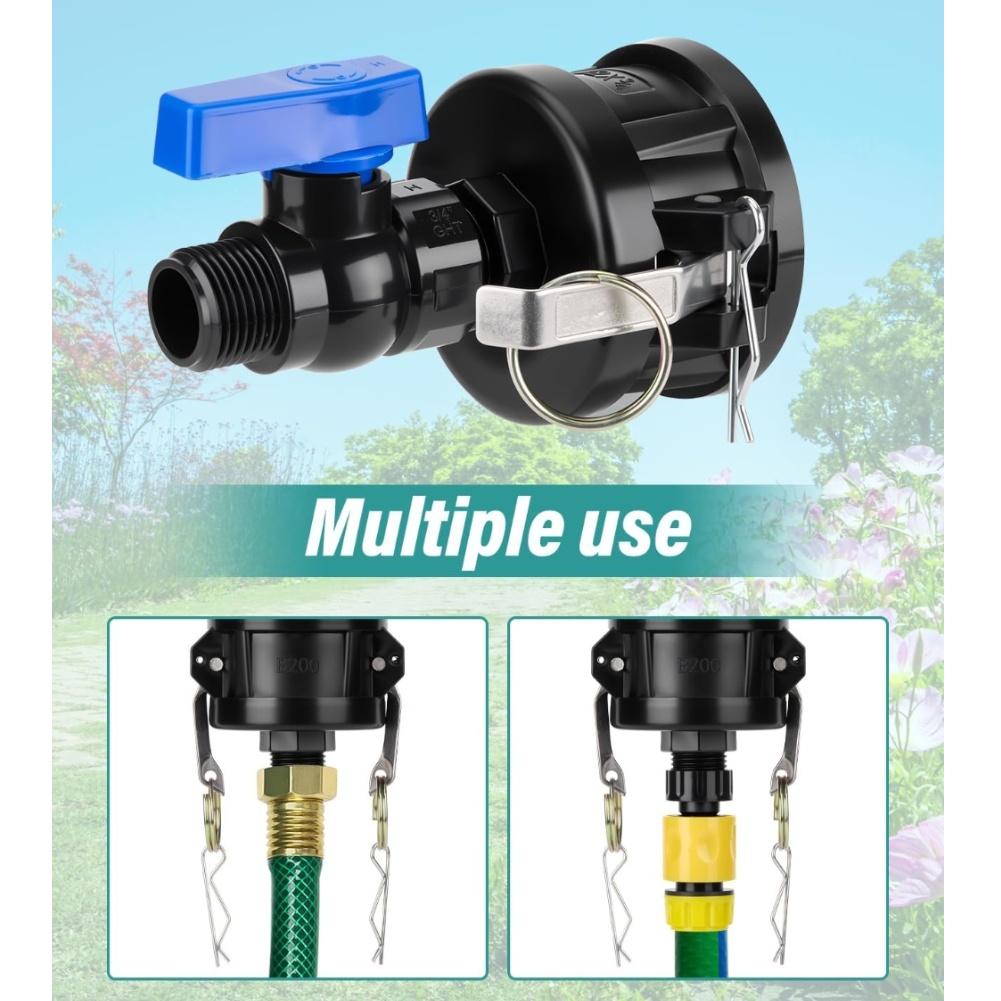 Nockenschloss-Anschluss IBC-Container-Adapter Gartenbewässerung Hochfluss-Kugelhahn Nockenschloss-Anschlüsse 2 Nockenschloss-Anschlüsse, 3/4 GHT