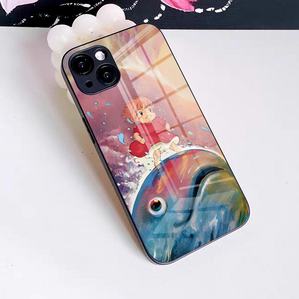 

Movie Cute-PonyoES Phone Case For IPhone 17 Pro Max 16 15 14 Pro Max 13 11 X Xs Xr 8 7Plus Glass Cover iPhone 16 Pro