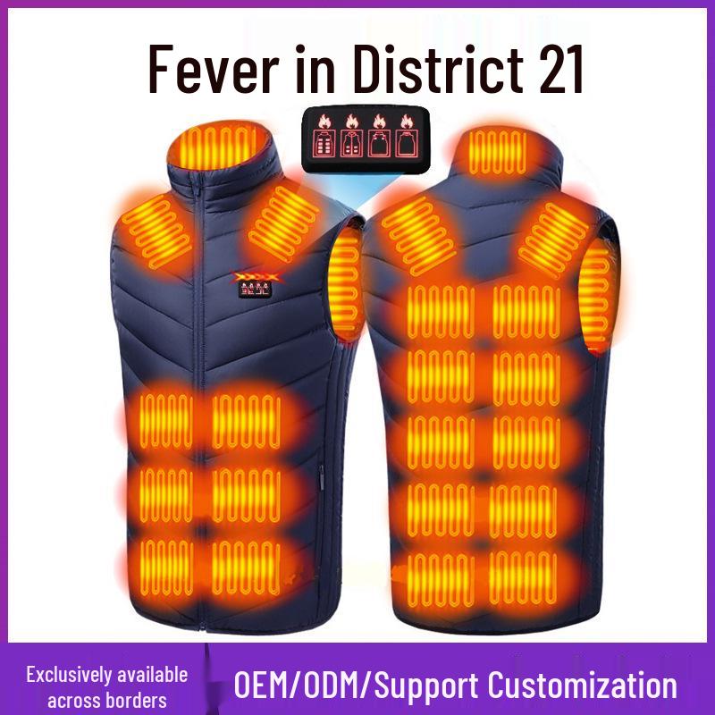 Unisex Smart Heated Vest with Temperature Control - Winter Warmth, Cotton, Plus Size