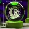 3D Galaxy Crystal Ball Night Lamp,Solar System, USB Table Colorful LED Wooden Crystal Ball for Home Decoration Birthday Gift for Teens and Girls