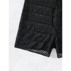 Women High Waist Knit Beach Shorts Black Sheer Mesh Hollow Out Swim Shorts with Drawstring