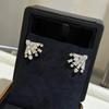 New Vintage 100% Pure 925 Sterling Silver Earrings Pave Aaa Zircconia Fan Shape Ear Stud For Women Luxury Fine Jewelry