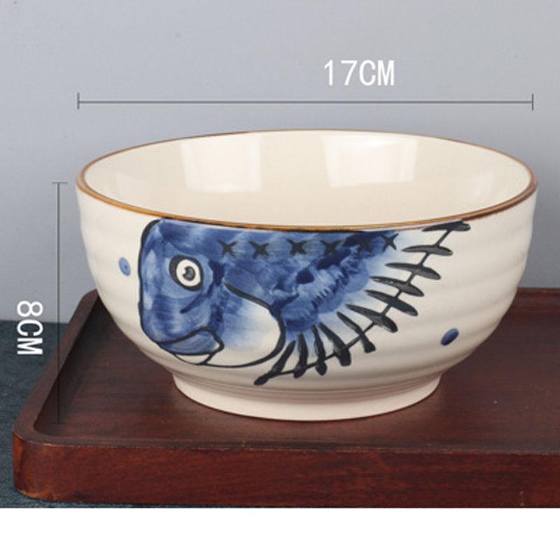 Japanese Underglaze Hand-painted 7-inch Ceramic Household Ramen Bowl Soup Bowl Commercial Restaurant Noodle Bowl Large