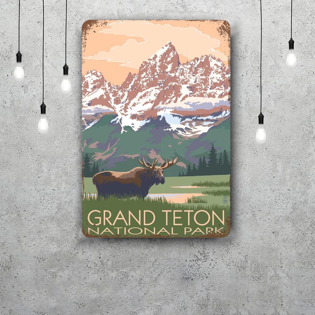 grand teton national park Funny Bar Metal Sign Retro Plaque Vintage Sign Alcohol Drinker Pub Club Kitchen Wall Decoration