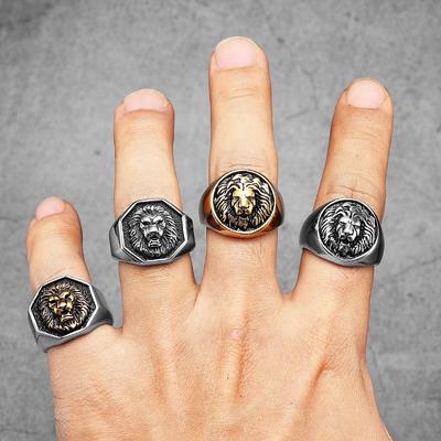 Luxury Lion King Animal Men Rings Stainless Steel Punk Rock Simple New In Women Jewelry Fashion Accessories Gift