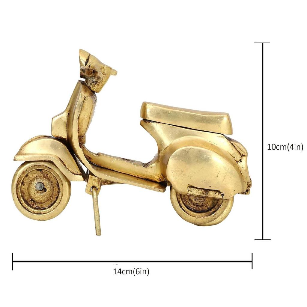 Brass Vintage Scooter Figurine Statue for Showpiece ( Golden) | Classic Antique Finish Vespa Scooter for Home Decor, for Office, Centre Table