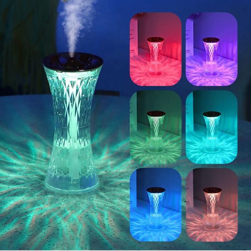 Heißverkauf 270ml Mini Kristall LED Schreibtisch Aroma Diffusor Bunte Nachtlicht Kühle Nebel USB Kleine Taille Luftbefeuchter