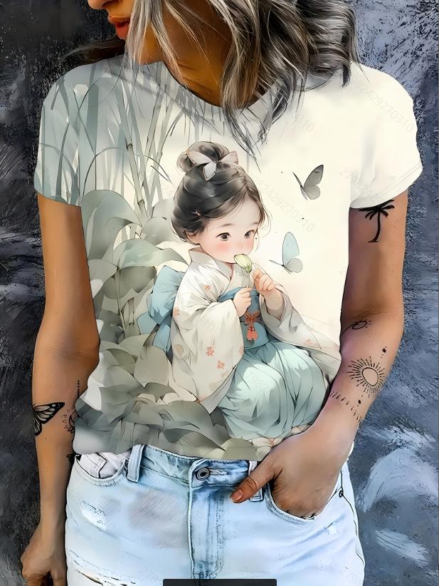 Custom Short Sleeve Ladies' T-Shirt with 3D Prints – Thousands of Styles Available