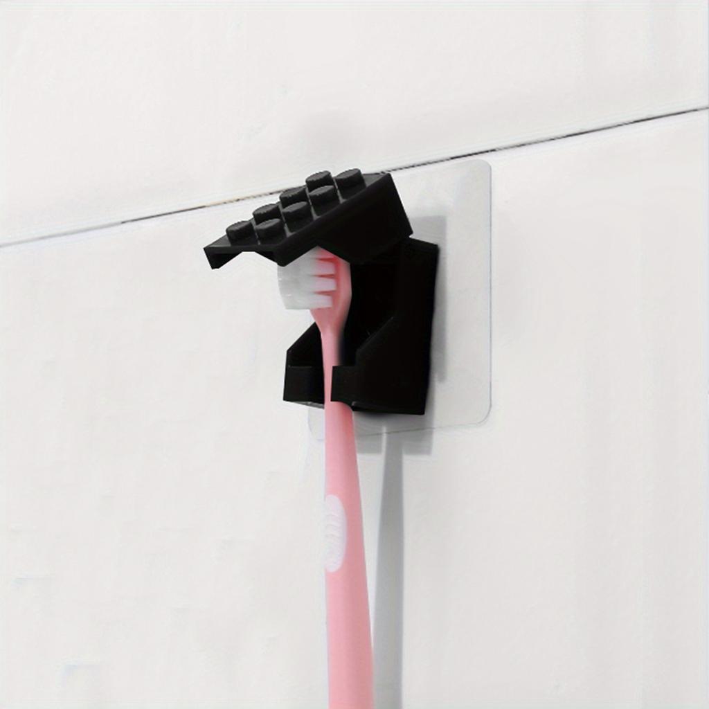 1PC Building block toothbrush holder, non perforated bathroom wall mounted dental appliance storage rack