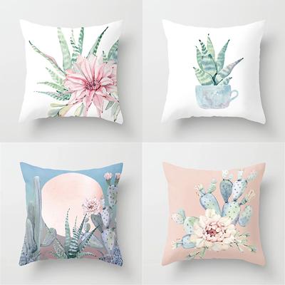 Cactus Flower Pattern Summer Decor Cushion Pillow Cover Polyester Cushion Cover Pillow Sofa Living Room Home Decor Pillow Cover