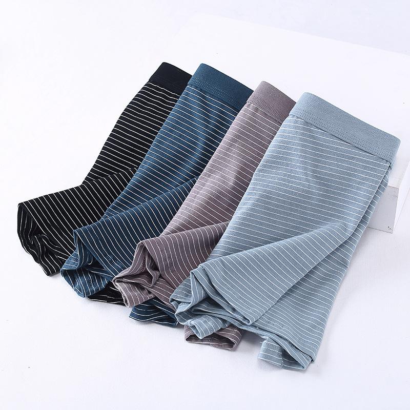 Cotton Medium And High Waist Men'S Underwear Loose Plus Size Breathable Men'S Boxers Striped Printed Pure Cotton Boxers