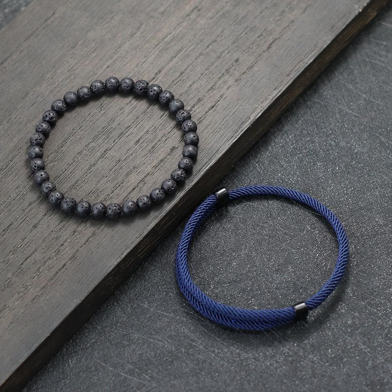 

Fashion Mens Bracelet Set 2pcs Sliding Adjustable Lucky Red Thread Braslet Accesorios Hombre Gifts For Him Armband Herren Joias Темно-синій