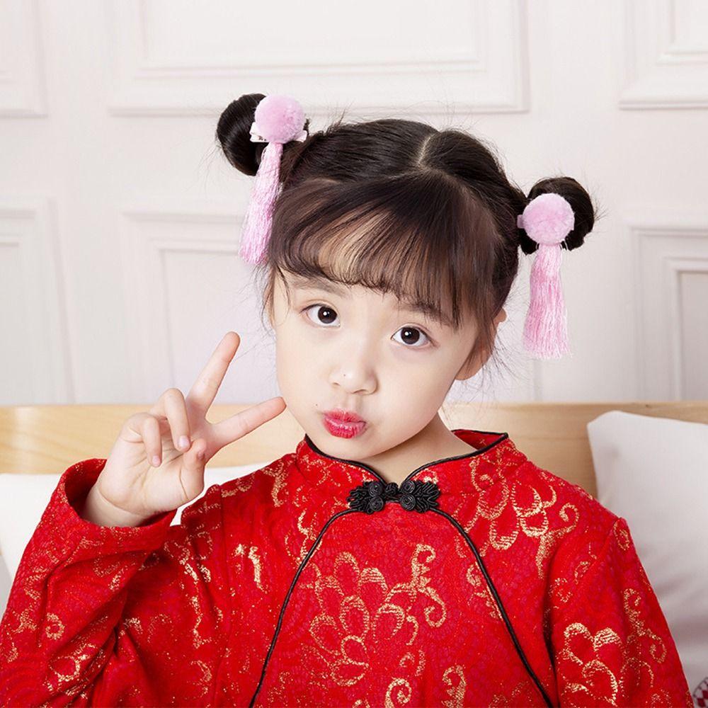 Ball Red Butterfly Children Barrettes Duckbill Clips Chinese Hanfu Hair Clips Festival Hairpins