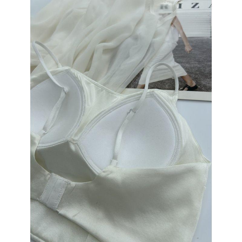 Lightweight Anti-Exposure Silk Bra, Mulberry Silk Satin, Skin-Friendly, Black and White Silky, Wireless, Quick-Dry Women's Underwear