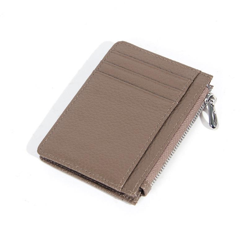 Women's Genuine Leather Slim Card Holder & Coin Purse - Japanese Minimalist Style with Multi-Card Slots and ID Holder.