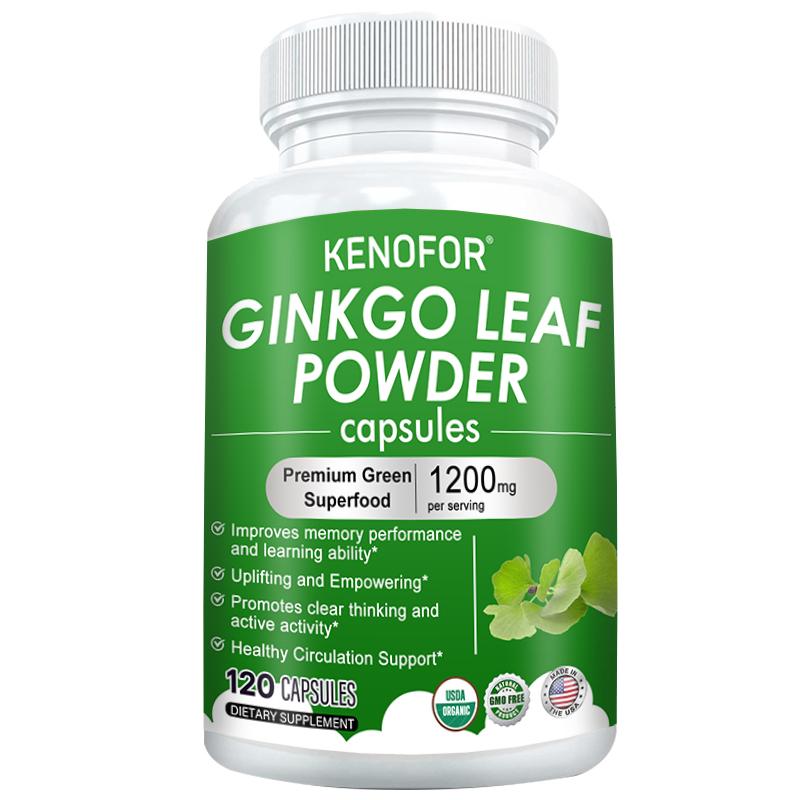 

Ginkgo Biloba Extract Dietary Supplement, With Vitamin C, Bioperine, 120 Capsules Per Bottle 120 Capsules