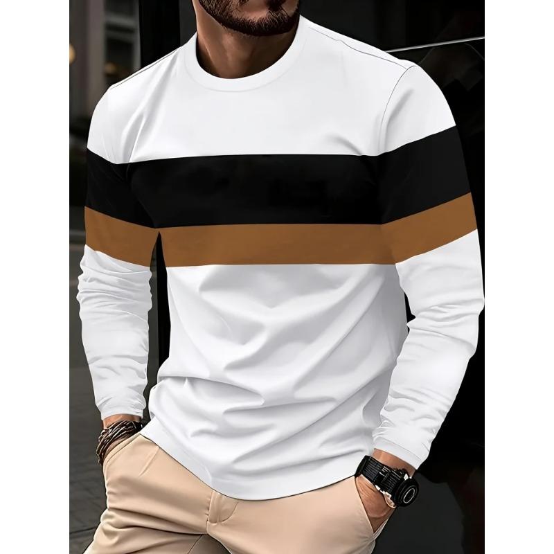 Comfortable Versatile Men's Top Casual Loose Long Sleeve Print T-Shirts Men's