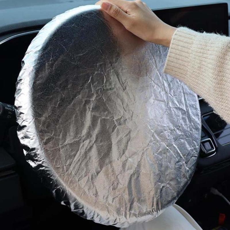 Car Steering Wheel Sun Block Silver Coated Cloth Sun Shade Cover Auto Steering Wheel Sheath Sunscreen Insulation Accessories
