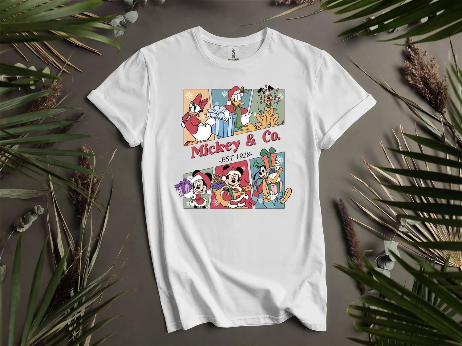 Рождественская футболка с Микки и его друзьями Mickey Co Футболка Мужская Женская Унисекс Футболка L13 XXXL