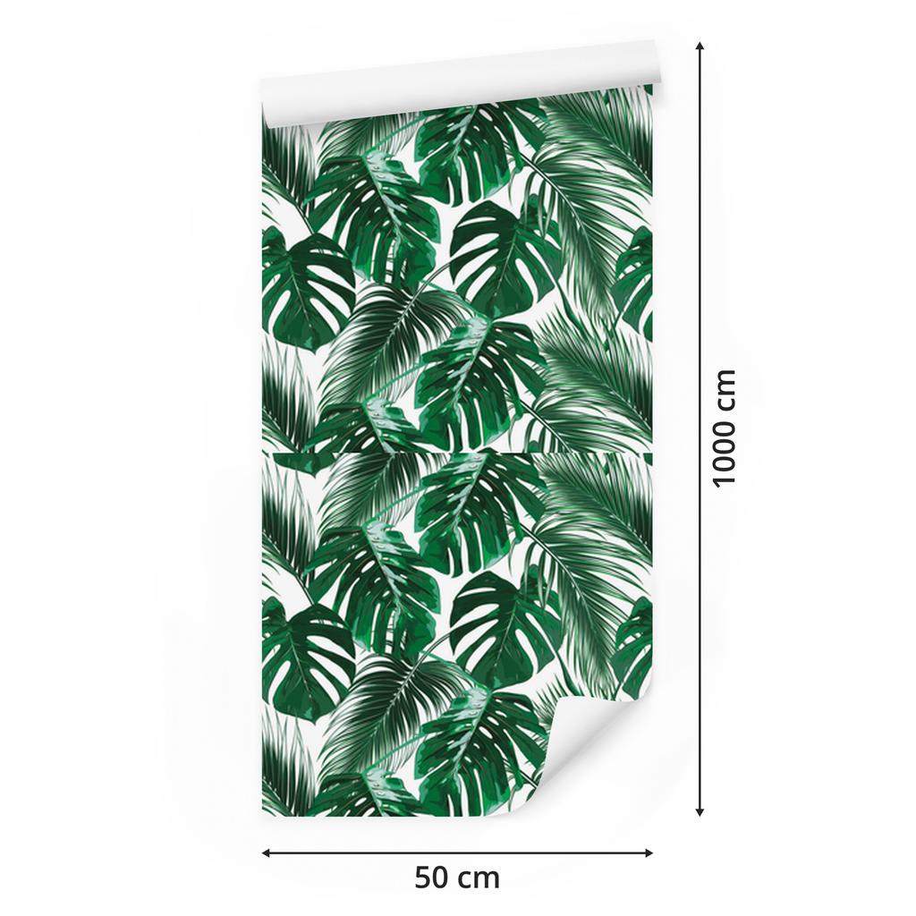 Palm and Monstera Leaves Wallpaper for Living Room and Bedroom 50x1000