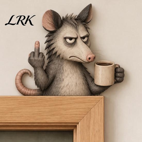 Holiday Door Frame Sign Middle Finger Animal Corner Sign, Funny Wooden Durable Wood Ornaments Decoration, Wall Hanging Ornament for Festive