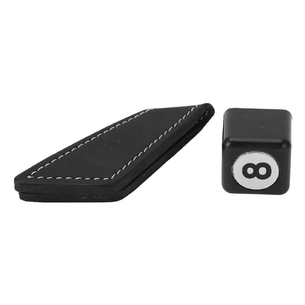 Magnetischer Billardkreidehalter Aluminiumlegierung Schwarz mit Ledergürtelclip Tragbares Leichtes Billardzubehör