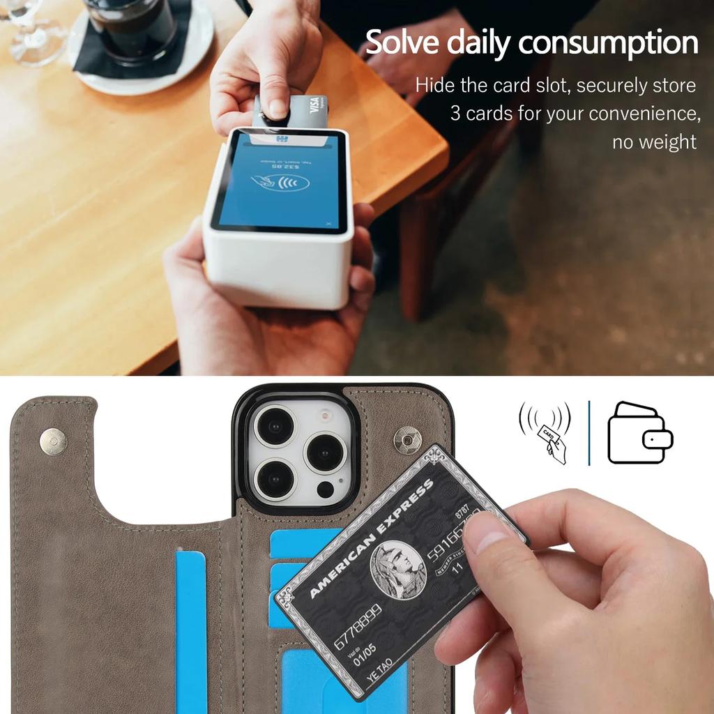 Wallet with Card Holder Kickstand Leather Phone Case for iPhone 16 15 Pro Max Plus Shockproof Protective Cover