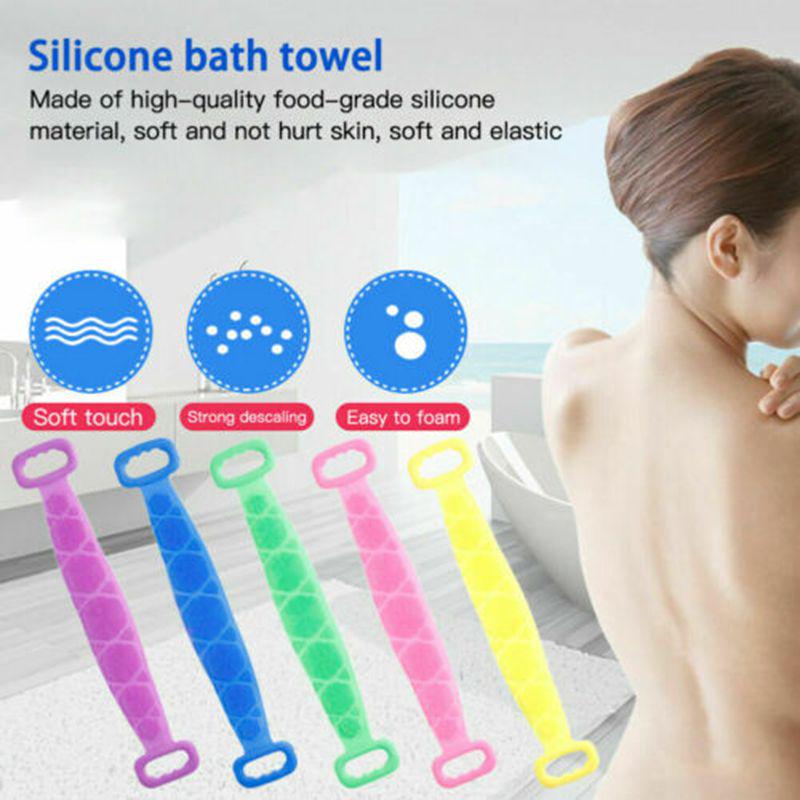 Luxurious Double Sided Back Scrubber Silicone Bath Shower Body Brush With Handle Strap