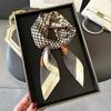 Retro Houndstooth & Paisley Imitation Silk Ladies Scarf, Smooth Satin for Women, Perfect as Necktie, Headband, Bag Accessory