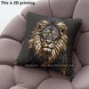 Luxury Black Gold Lion Throw Pillow Covers Pattern Cushion Cover Suitable for Sofa Bedroom Car Pillow Cover