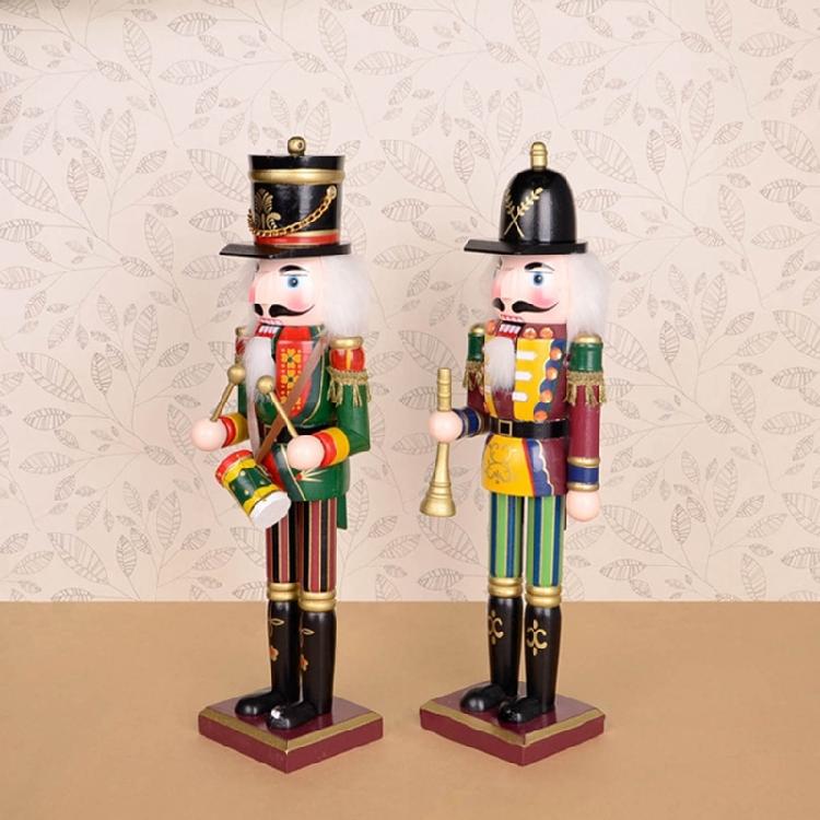Colorful Wooden Nutcracker Soldier King Figurine Christmas Decor for Shelves
