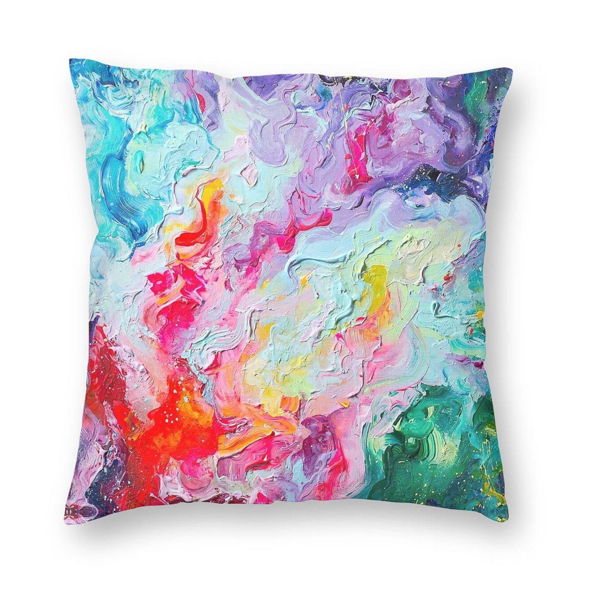 Elements Spectrum Abstraction Square Pillowcase Polyester Linen Velvet Printed Zip Decor Pillow Case Bed Cushion Cover Peach skin 18*18(CM)-1Pcs