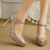Luxury High Heels Pumps Bridal Wedding Shoes Woman New 2025 Platform Large Size Sequined Gold Heeled Party Dress Shoes Ladies