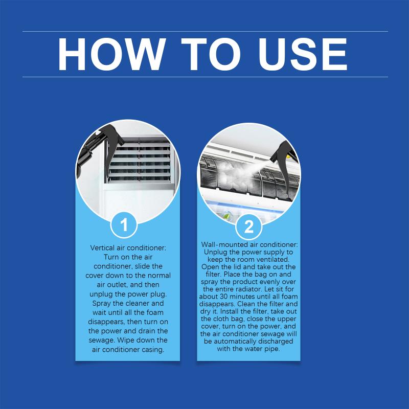 Fast Acting Air Conditioner Cleaner For Indoor Wall Mounted Units Foaming Liquid Removes Stains And Odors Home Cleaning