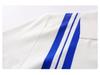 Men's Striped Patchwork Polo Collar Short Sleeve Knit Hoodie Top