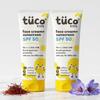 TuCo® Kids 2 în 1 Cremă de față + Protecție solară Pentru toate tipurile de piele SPF 50 Cu ulei de șofran | Spectru larg | Vârste 2-5, 5-10, 10-15 | 50g-Pachet de 2