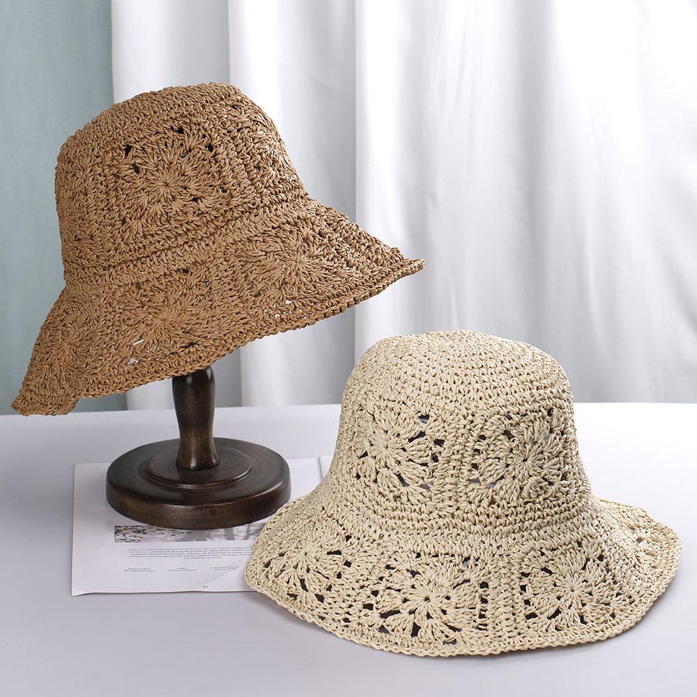 2023 Womens Straw Hats crochet hat bucket hat UV Protection Sun Visor Beach Hats Women Visors Foldable Female Summer Sun hat