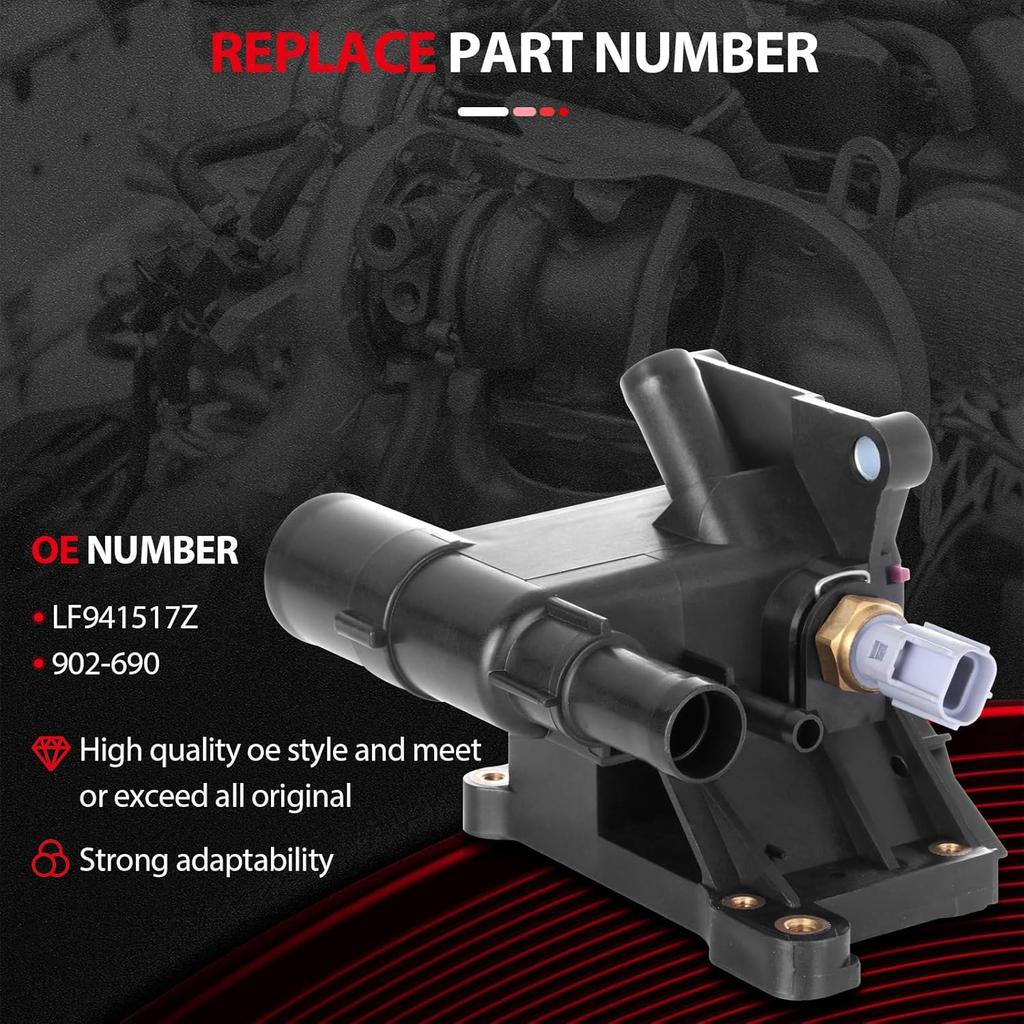 Cciyu LF941517Z Motorkühlmittel-Thermostatgehäuse Wasserauslass-Thermostatgehäuse-Kit Ersatz passend für Mazda 3 2006-2013, für Mazda 5 2008-2010