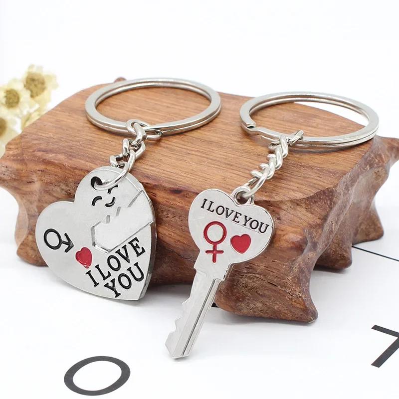 Creative Couple Keychain One Arrow Piercing Heart Shaped Keyring Backpack Car Pendant For Women Men Anniversary Birthday Gift
