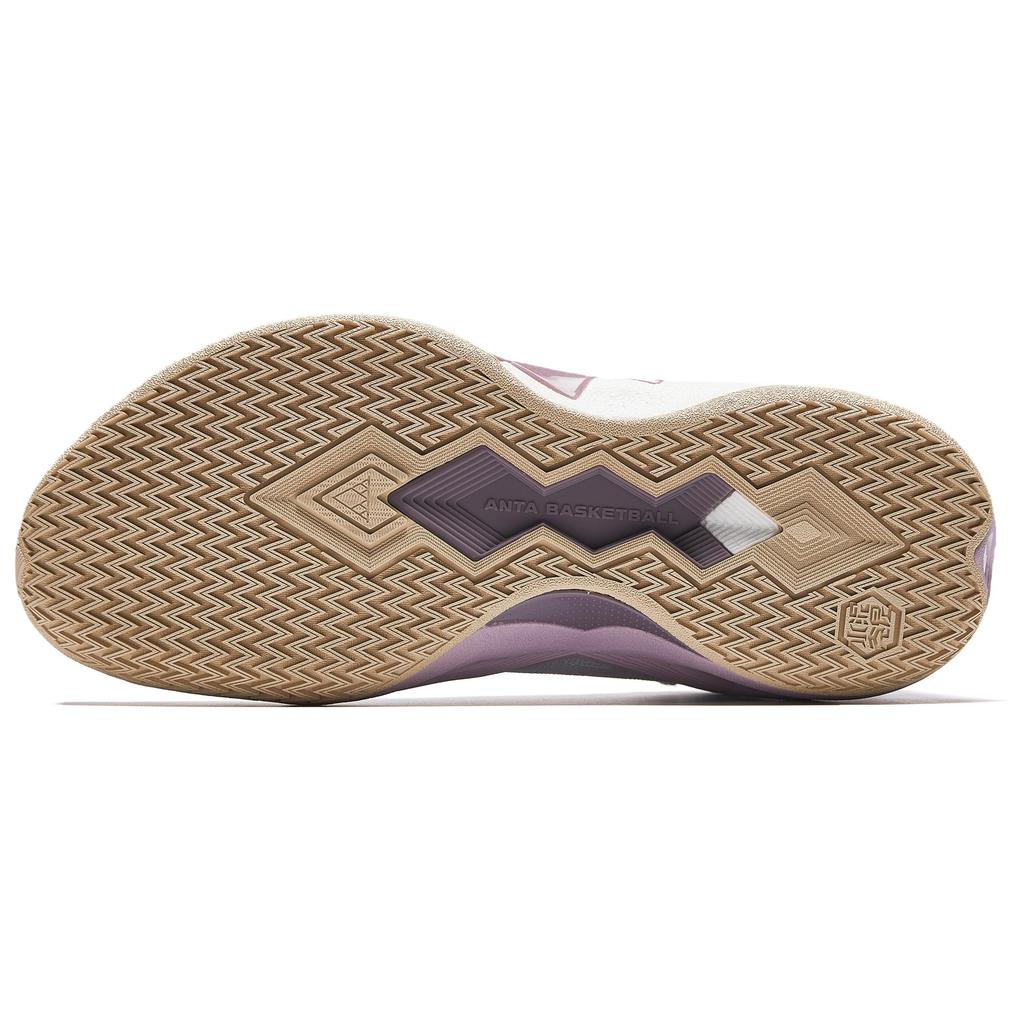 New Anta Cushioning, Wear Resistant Low Top Basketball Shoes Men's White Gray Purple 912531101Q-1