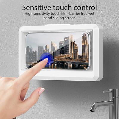 Bathroom Waterproof Phone Holder Home Wall Phone Case Stand Self-adhesive Touch Screen Rotatable Phone Bracket Shower Sealing