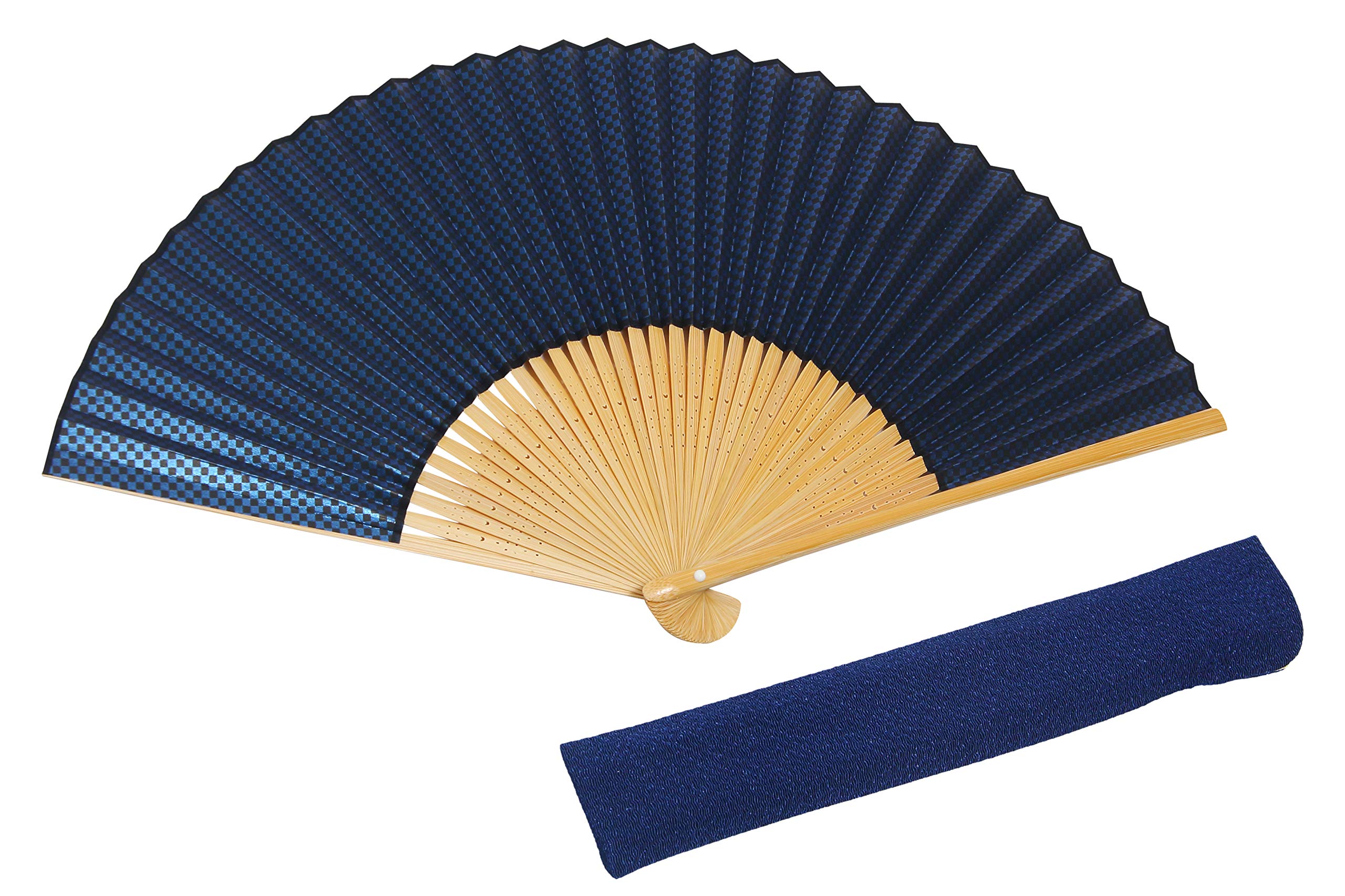 

Hasegawa Киото Веер с подарком, Сделано в клетку, темно-синий, Мужской чехол, В коробке, Япония,