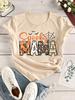 Spooky Mama Halloween Graphic Unisexs Casual Crew Neck Short Sleeve Spider Web Bat Design Perfect For Spring Casual Wear