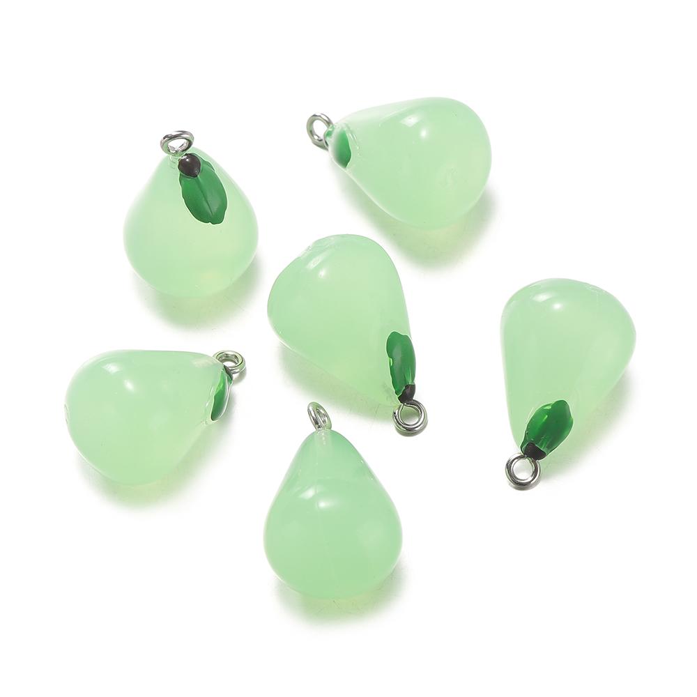 10Pcs 15x24mm Jelly Colored 3D Pear Resin Charms Pendants for Earrings Necklace Keychain Charms DIY Jewelry Making Accessories