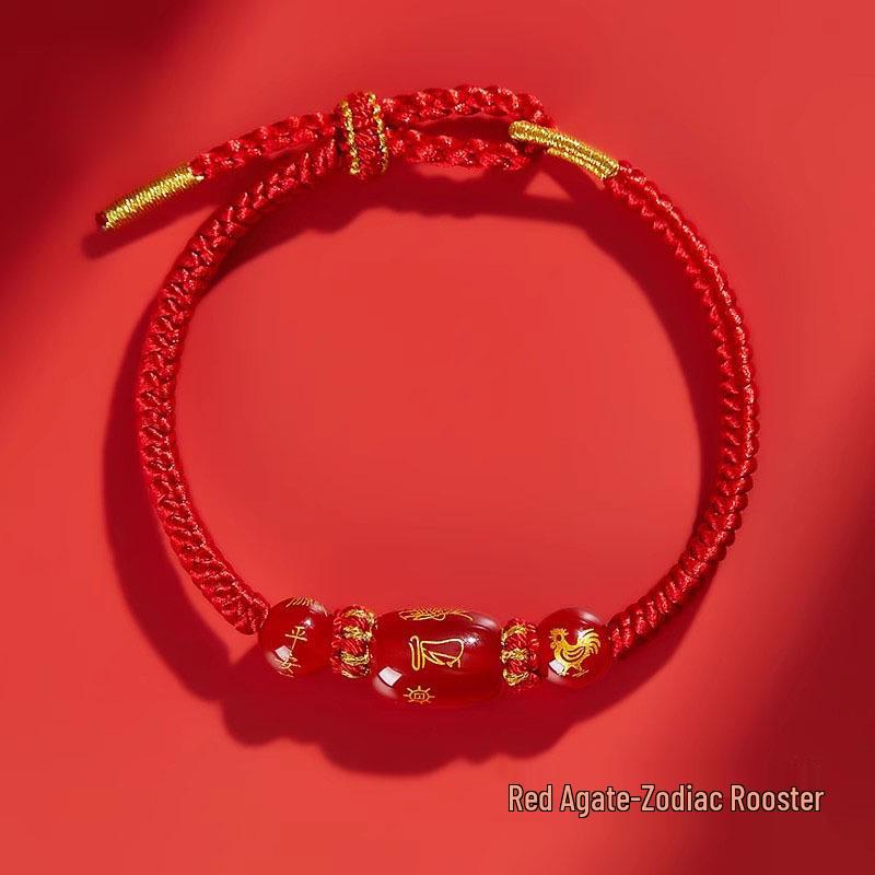 2026 Year of the Horse Zodiac Red Rope Bracelet - Women's/Men's Tai Sui Protective Charm for Horse, Rat, Ox, Rabbit Signs
